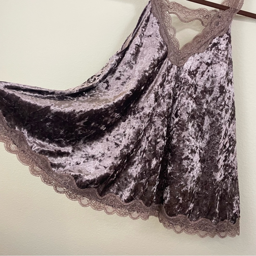 POL Brown Crushed Velvet V Neck Lace Trim Flowy‎ Tank Size Small Boho-Western - Picture 4 of 9